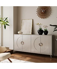 Streamdale Lacquered 4-Door Sideboard Cabinet in Champagne Silver
