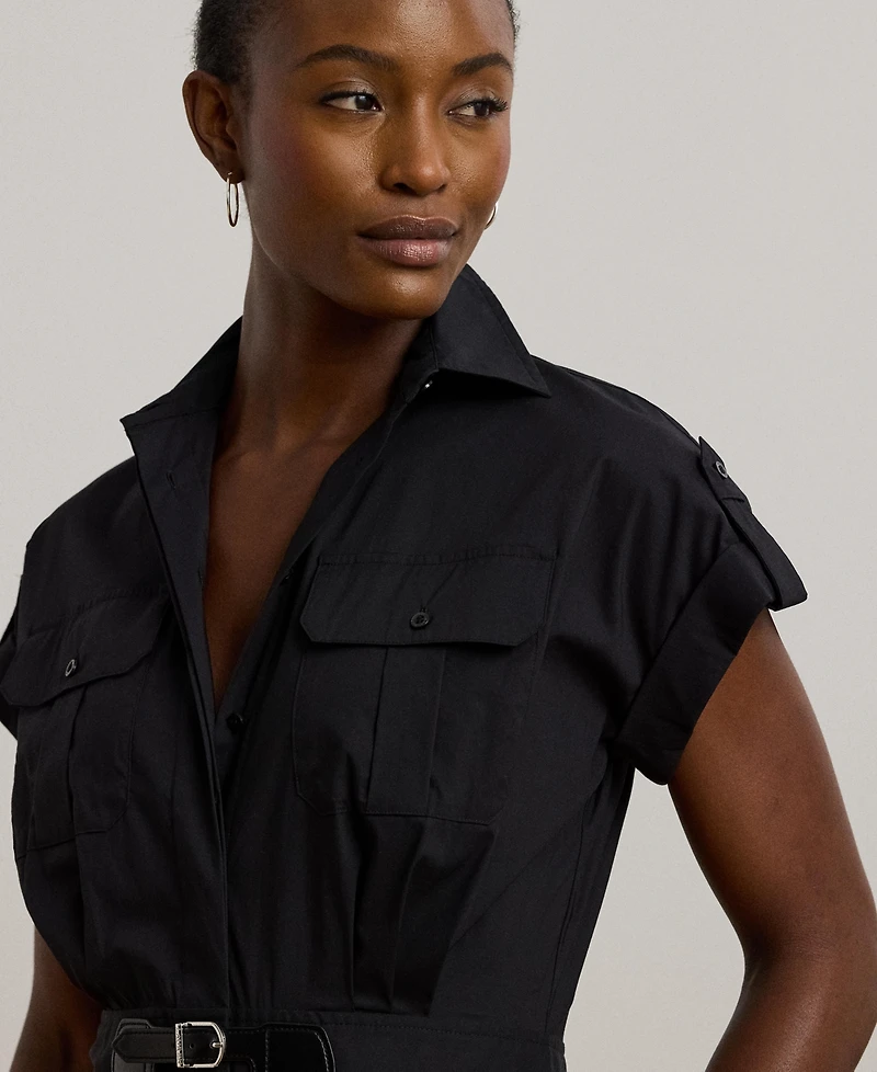 Lauren Ralph Women's Buckle-Trim Cotton-Blend Shirtdress