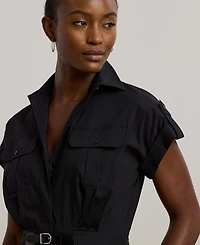 Lauren Ralph Women's Buckle-Trim Cotton-Blend Shirtdress