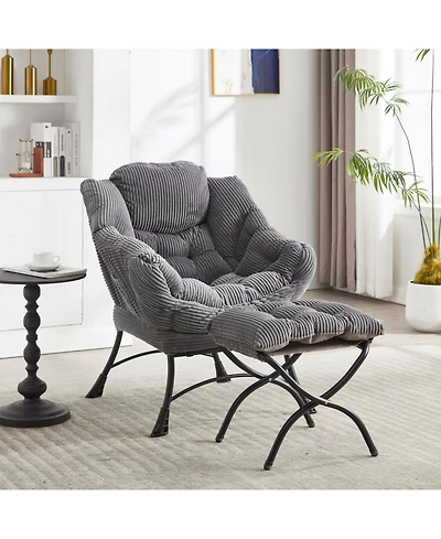 Streamdale Lazy Chair with Ottoman - Grey