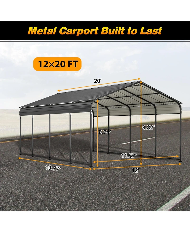 Streamdale Heavy-Duty Galvanized Metal Carport (12x20 Ft)