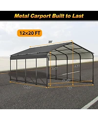 Streamdale Heavy-Duty Galvanized Metal Carport (12x20 Ft)