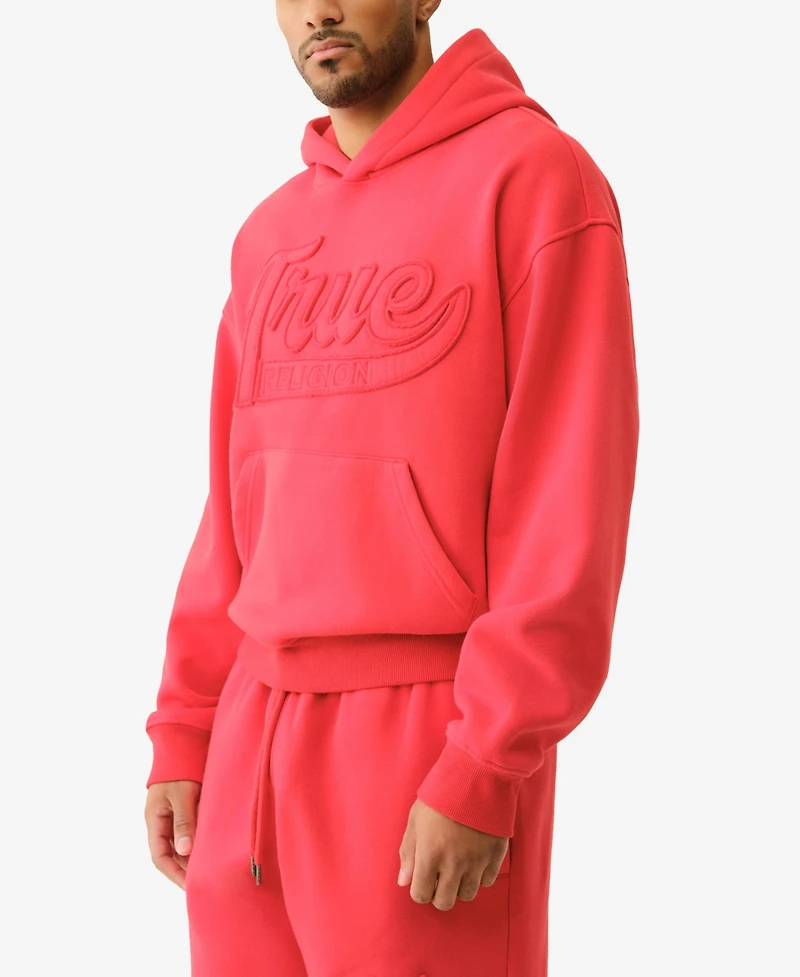 True Religion Men's Cinched Applique Pullover Hoodie