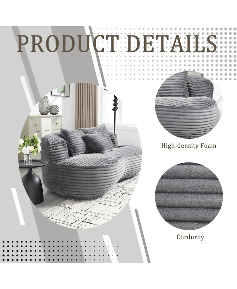 Streamdale Plush Bean Bag Sofa Cozy Lounger for Adults & Kids (Dark Gray)