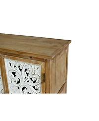 Streamdale Furniture Floral Carved Accent Cabinet for Storage