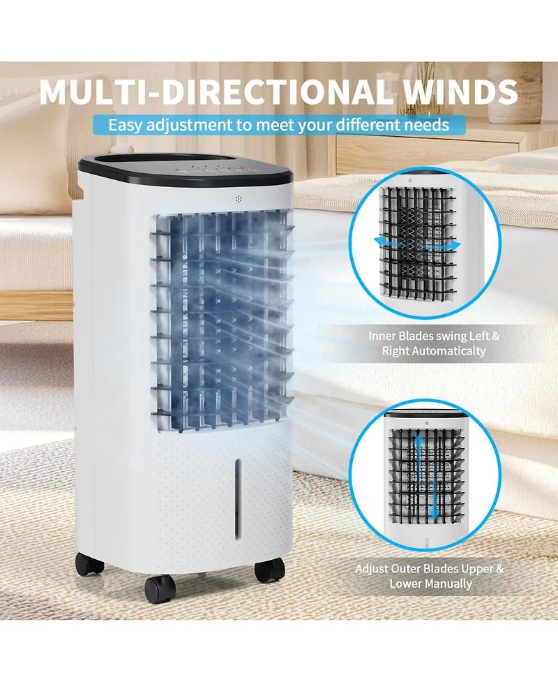 3-in-1 Evaporative Portable Air Cooler Fan & Humidifier, 6L Water Tank, 3 Speeds
