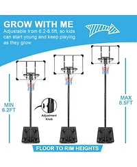 35.4 in. Transparent Backboard 6.2 ft. x 8.5 ft. Basketball Hoop Basketball System with Adjustable Height and Wheels
