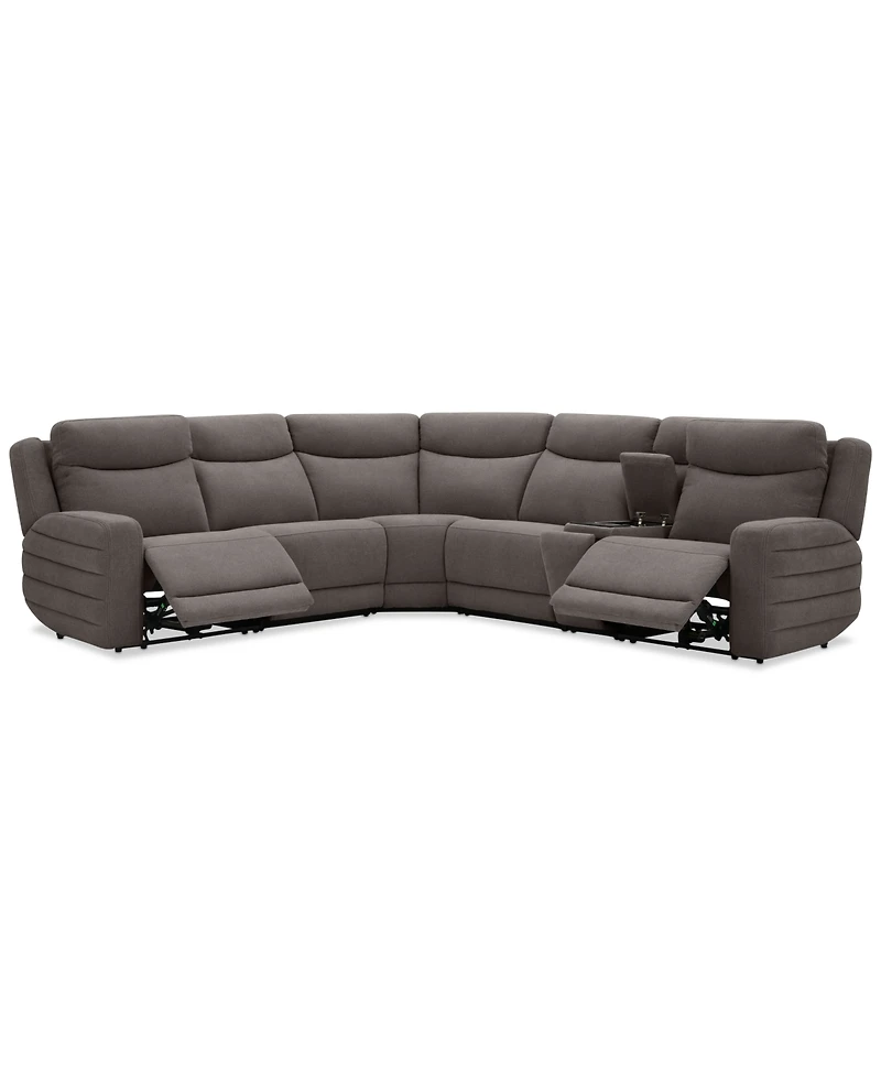 Kristyan -Pc. Fabric Sectional with 2 Power Recliners and Console