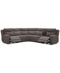Kristyan -Pc. Fabric Sectional with 2 Power Recliners and Console