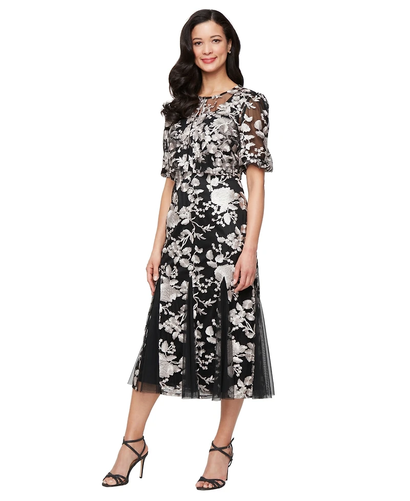 Alex Evenings Women's Stretch Tulle Jacket Dress