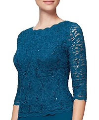 Alex Evenings Women's Sequin Embellished Lace Top Gown