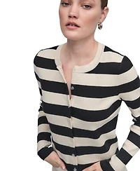 Dkny Jeans Women's Striped Cropped Cardigan Sweater