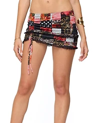 Edikted Women's Kylo Mixed Print Drawstring Mini Skirt