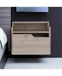 Modern Floating Nightstand with One Drawer – Faux Wood Design
