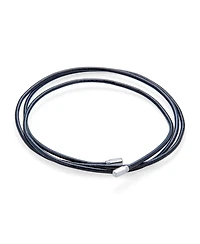 Bling Jewelry Smooth Black Leather Cord Necklace .925 Sterling Silver Tips 27 Inch