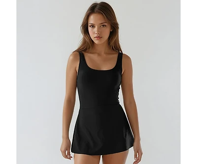 Calypsa Women's Hayley Tankini-Style Swim Dress With Adjustable Straps and Hidden Bikini Bottoms