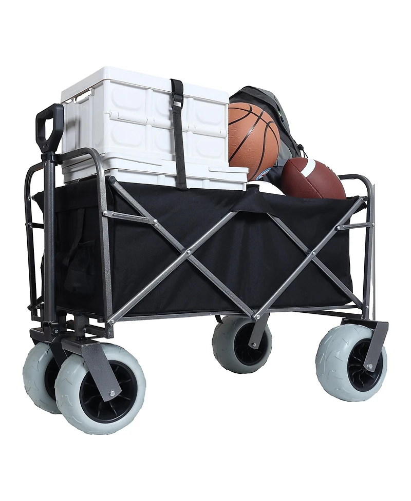 Heavy-Duty Beach Wagon & Foldable Utility Cart Combo