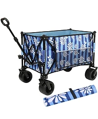 Heavy-Duty Folding Wagon Cart w/ Picnic Mat