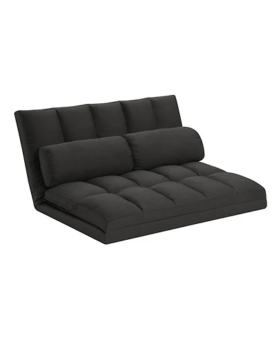 Convertible Futon Loveseat with Sleeper Function and Toss Pillows