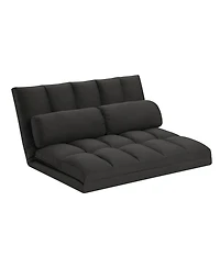 Convertible Futon Loveseat with Sleeper Function and Toss Pillows