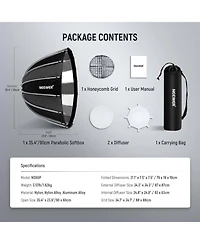Neewer 35.4"/90cm Parabolic Softbox Bowens Mount, Quick Release with Diffusers/Grid/Bag for Video Continuous Lighting CB60 CB200B MS60 MS150B Q4