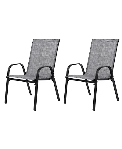 Mondawe 2 Piece Patio Chairs, Outdoor Camping Chairs with Breathable Textilene Fabric, Set of 2 Garden Chairs with Armrest High Backrest for Garden Pa