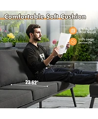 Xizzi 6-Priece Outdoor Patio Set with All-Weather Polyester Rope, Conversation Sofa for Backyard Deck Soft Cushions,Ottomans and Glass Coffee