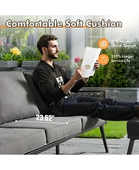 Xizzi 6-Priece Outdoor Patio Set with All-Weather Polyester Rope, Conversation Sofa for Backyard Deck Soft Cushions,Ottomans and Glass Coffee