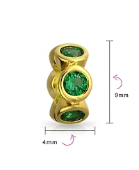Bling Jewelry Cubic Zirconia Cz Spacer Charm Bead Gold Plated .925 Sterling Silver Fits European Bracelet