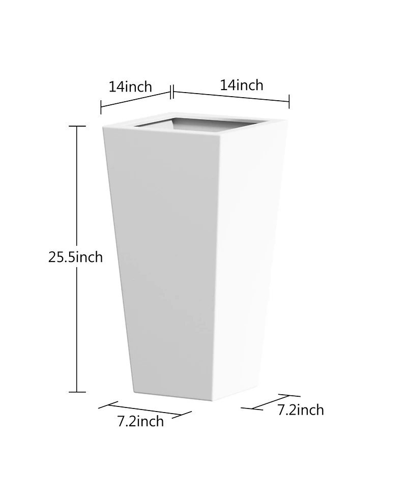 25" Metal Tapered Planter - White, Indoor/Outdoor