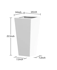 25" Metal Tapered Planter - White, Indoor/Outdoor