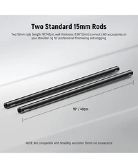 Neewer Aluminum Alloy Extendable 16"/40cm Long 2 Pack 15mm Extension Rods for Lws Rod Rail System Shoulder Rig Video Rig Baseplate, SR024