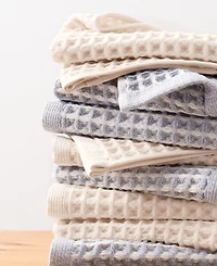 Dkny Pure Yarn Dyed Waffle Unbleached Cotton Washcloth Set, 13" x