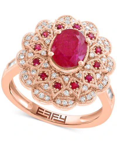 Effy Ruby (1-1/2 ct. t.w.) & Diamond (3/8 ct. t.w.) Statement Ring in 14k Rose Gold