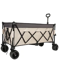 Heavy-Duty Foldable Utility Wagon - 480lbs, All-Terrain, Khaki-Gray