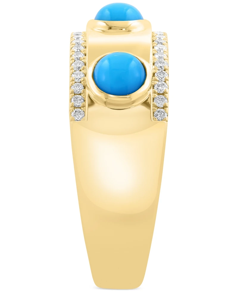 Effy Turquoise (4mm) & Diamond (1/5 ct. t.w.) Band Ring in 14k Gold-Plated Silver