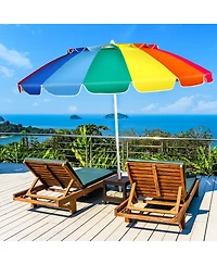 8 Feet Portable Beach Umbrella with Sand Anchor and Tilt Mechanism