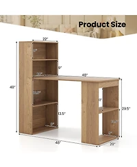 48 Inch Computer Desk with 4-Tier Bookcase and Cpu Stand