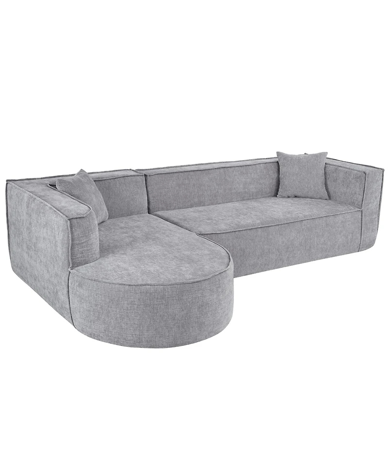 Streamdale Modern L-Shape Sectional Sofa with Chenille Fabric and Pillows