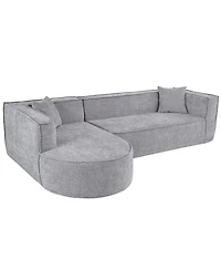 Streamdale Modern L-Shape Sectional Sofa with Chenille Fabric and Pillows