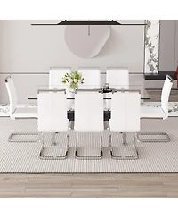 Streamdale Elegant Tempered Glass Dining Set with 8 Chairs