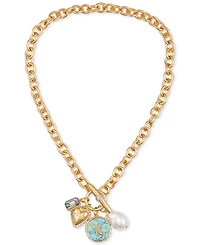 Guess Gold-Tone Mixed Stone Multi-Charm 18" Pendant Necklace