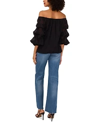 Vince Camuto Women's Textured Off-The-Shoulder Bubble 3/4-Sleeve Tie-Front Blouse