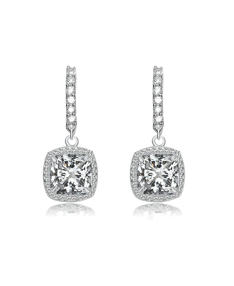 Stylish Asscher Cut Cubic Zirconia Square Drop Earring