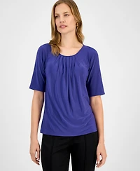 Kasper Women's Pleat Neck Knit Top, Regular & Petite