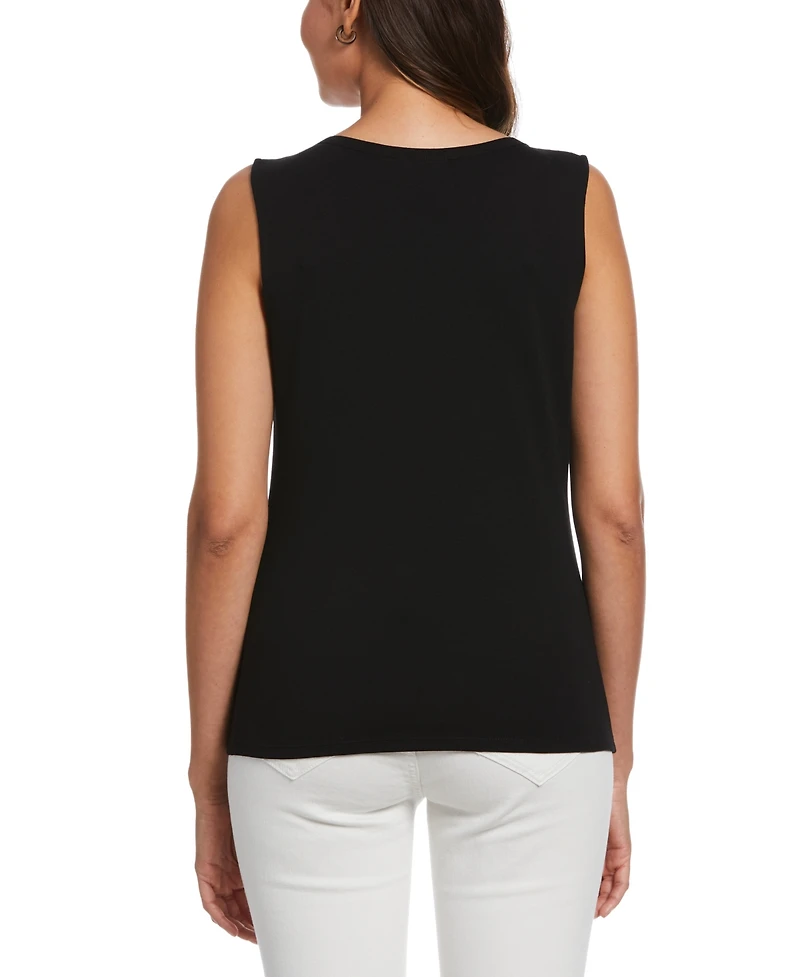 Rafaella Petite Rib Sleeveless Tank Crew Neck Top
