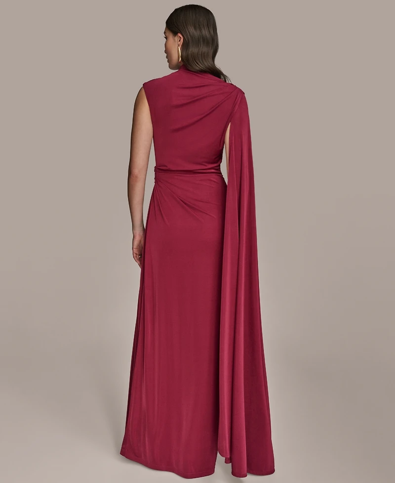 Donna Karan New York Women's Sleeveless Cape-Sleeve Asymmetrical Gown