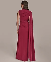 Donna Karan New York Women's Sleeveless Cape-Sleeve Asymmetrical Gown