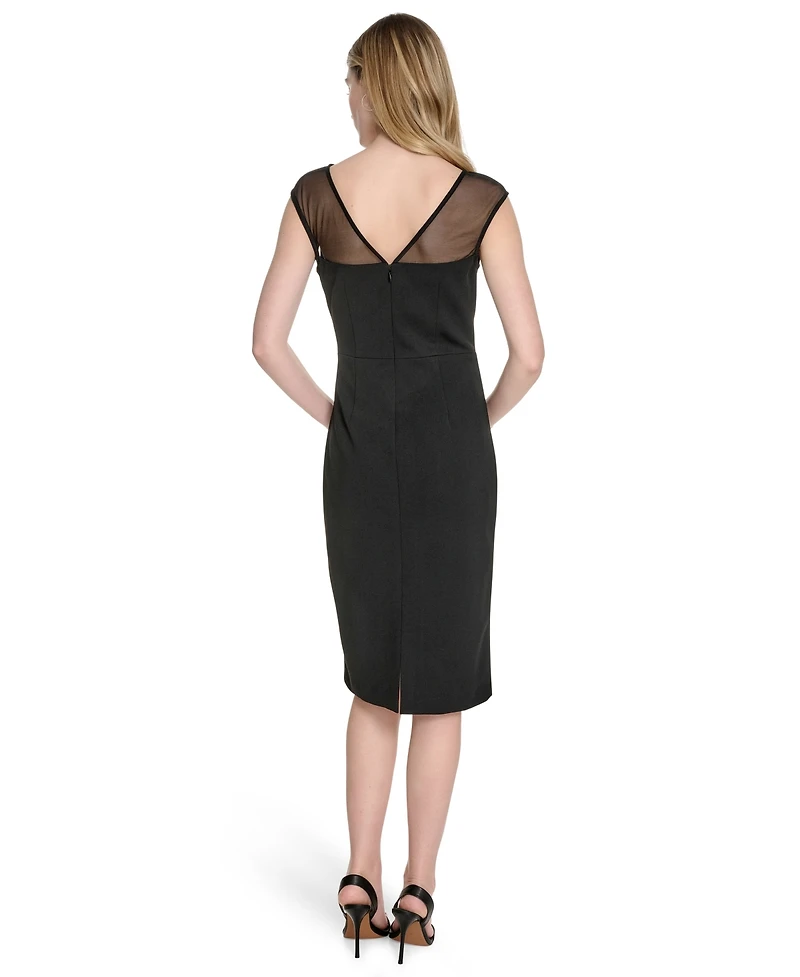 Eliza J Women's Dimensional-Flower Sleeveless Scuba Dress