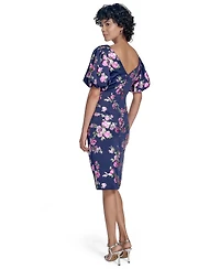 Jessica Howard Women's Floral-Print Puff-Sleeve Sheath Dress